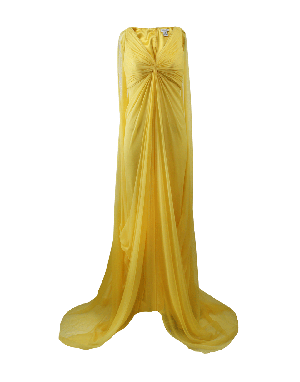 PAMELLA ROLAND-Full Drape Chiffon Gown-YELLOW