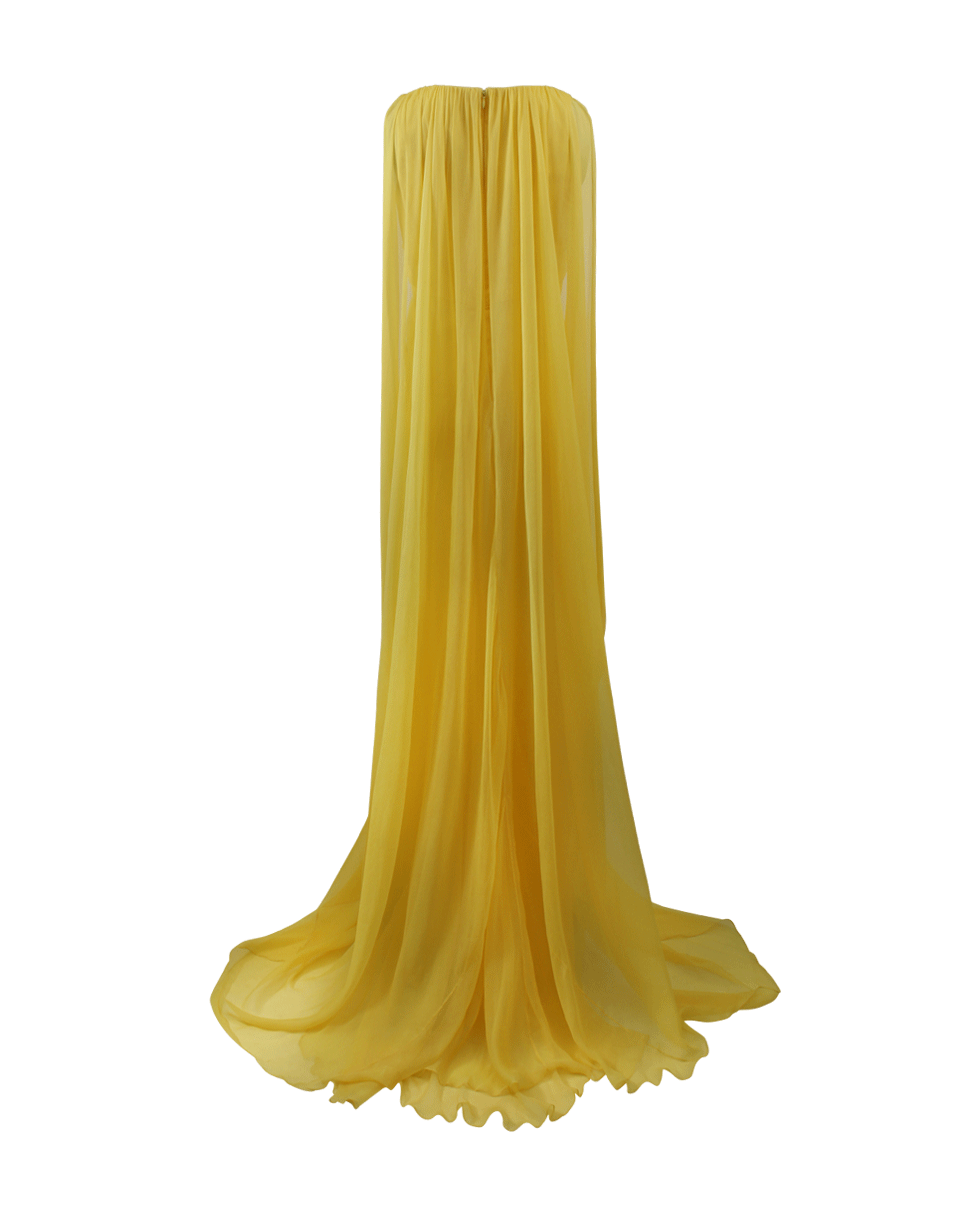 PAMELLA ROLAND-Full Drape Chiffon Gown-YELLOW
