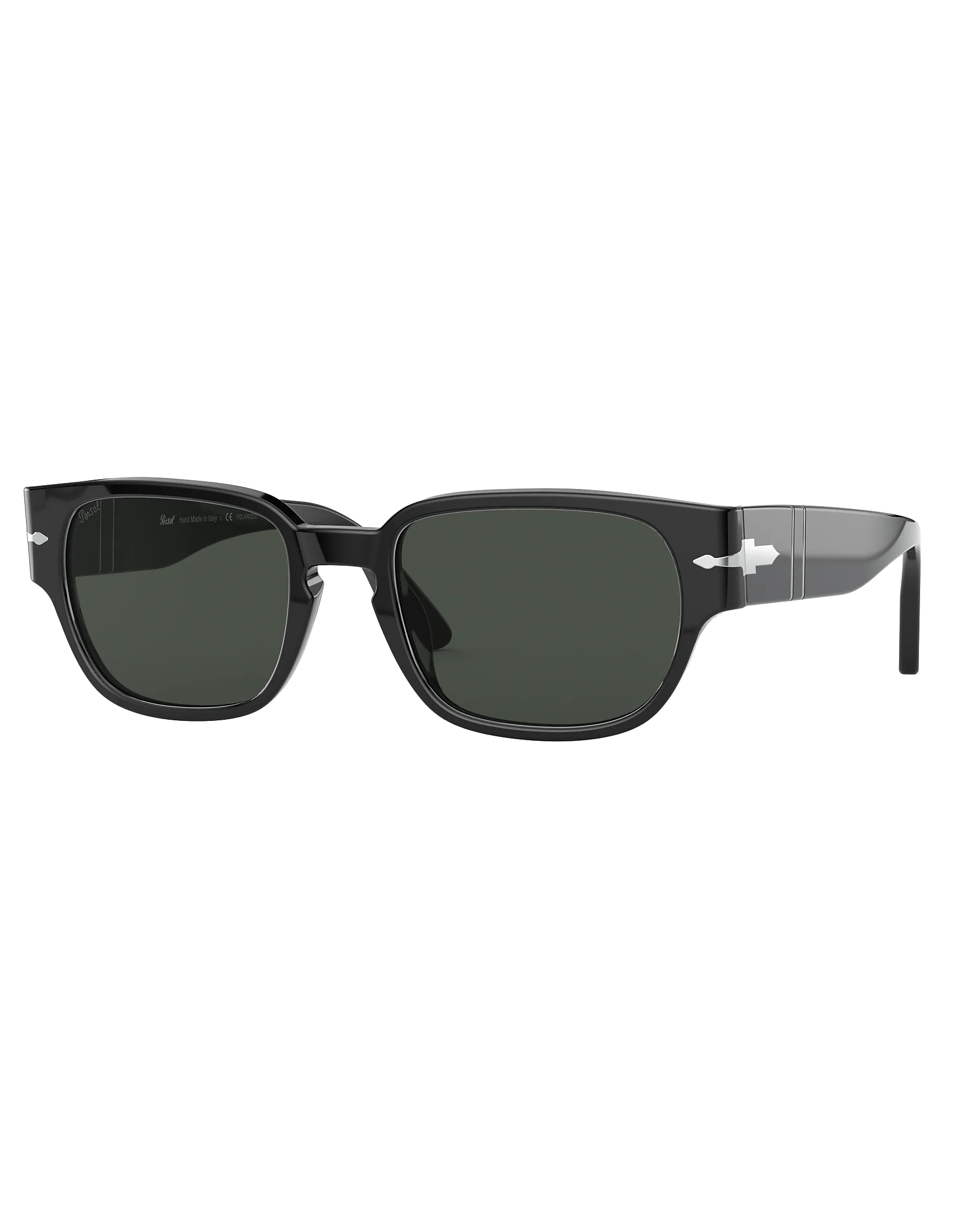 PERSOL-Black Polarized Green Sunglasses-BLACK