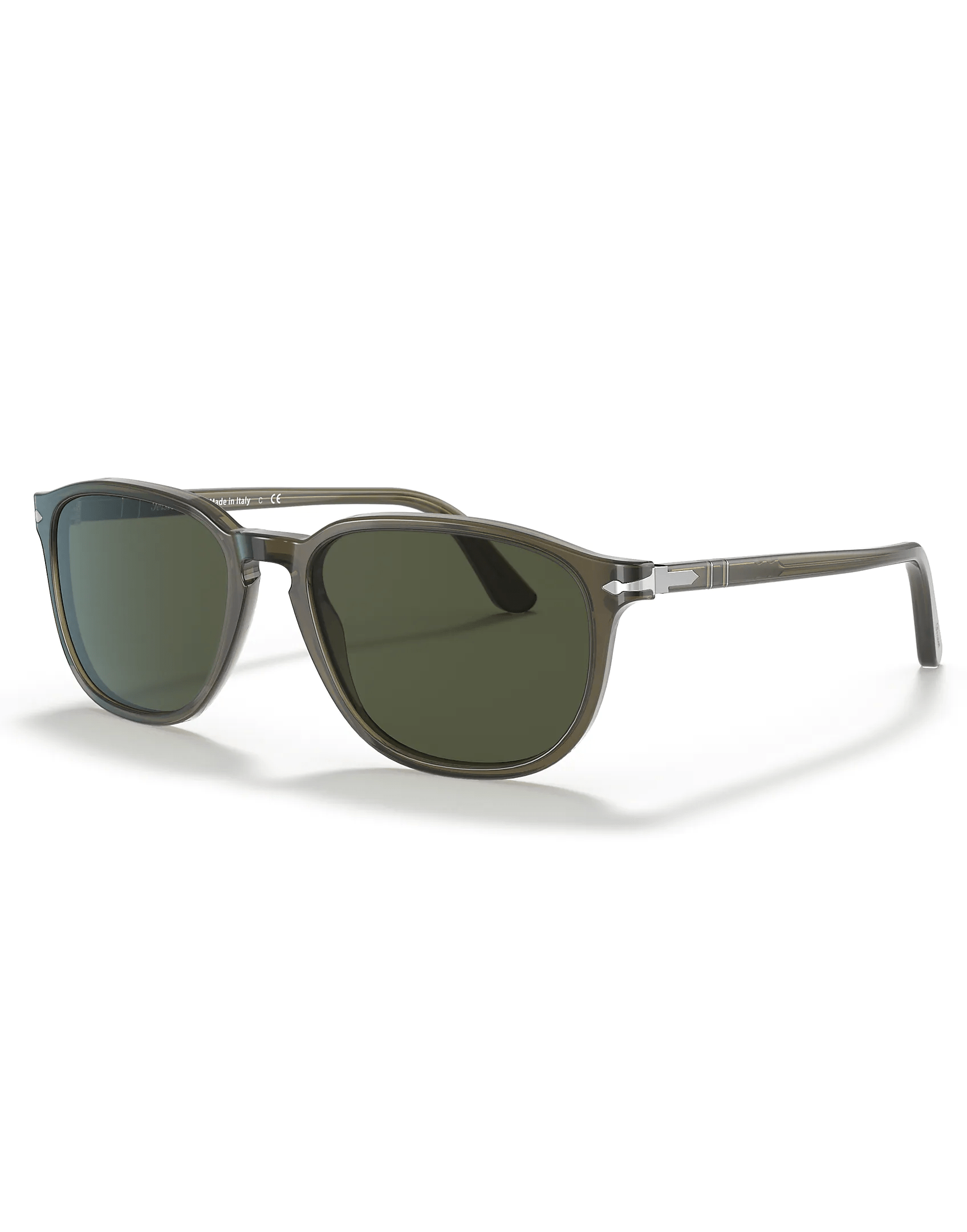 PERSOL-Transparent Grey Square Sunglasses-GRY/GRN