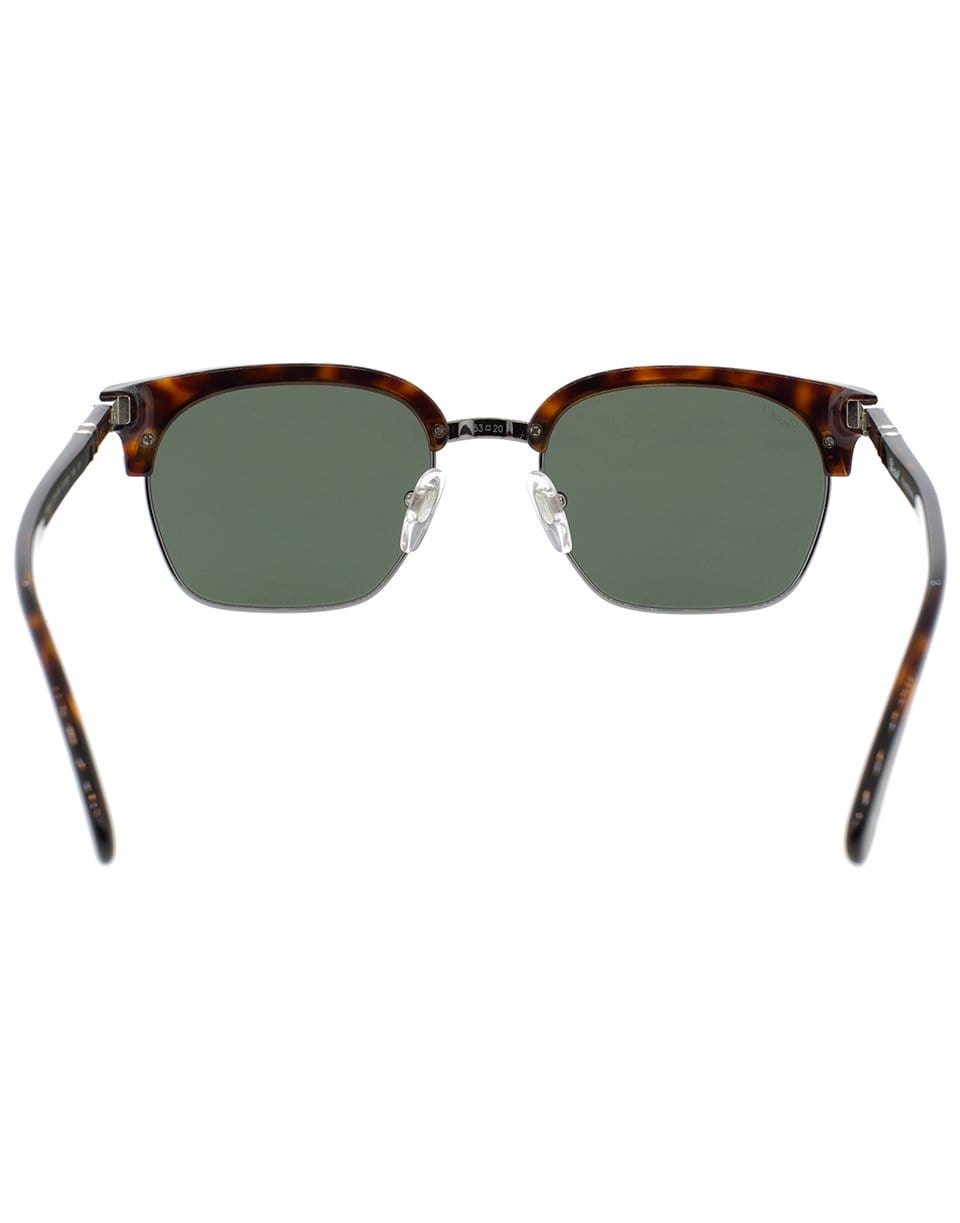 PERSOL-Havana and Green Half Rim Acetate Sunglasses-HAV/GRN