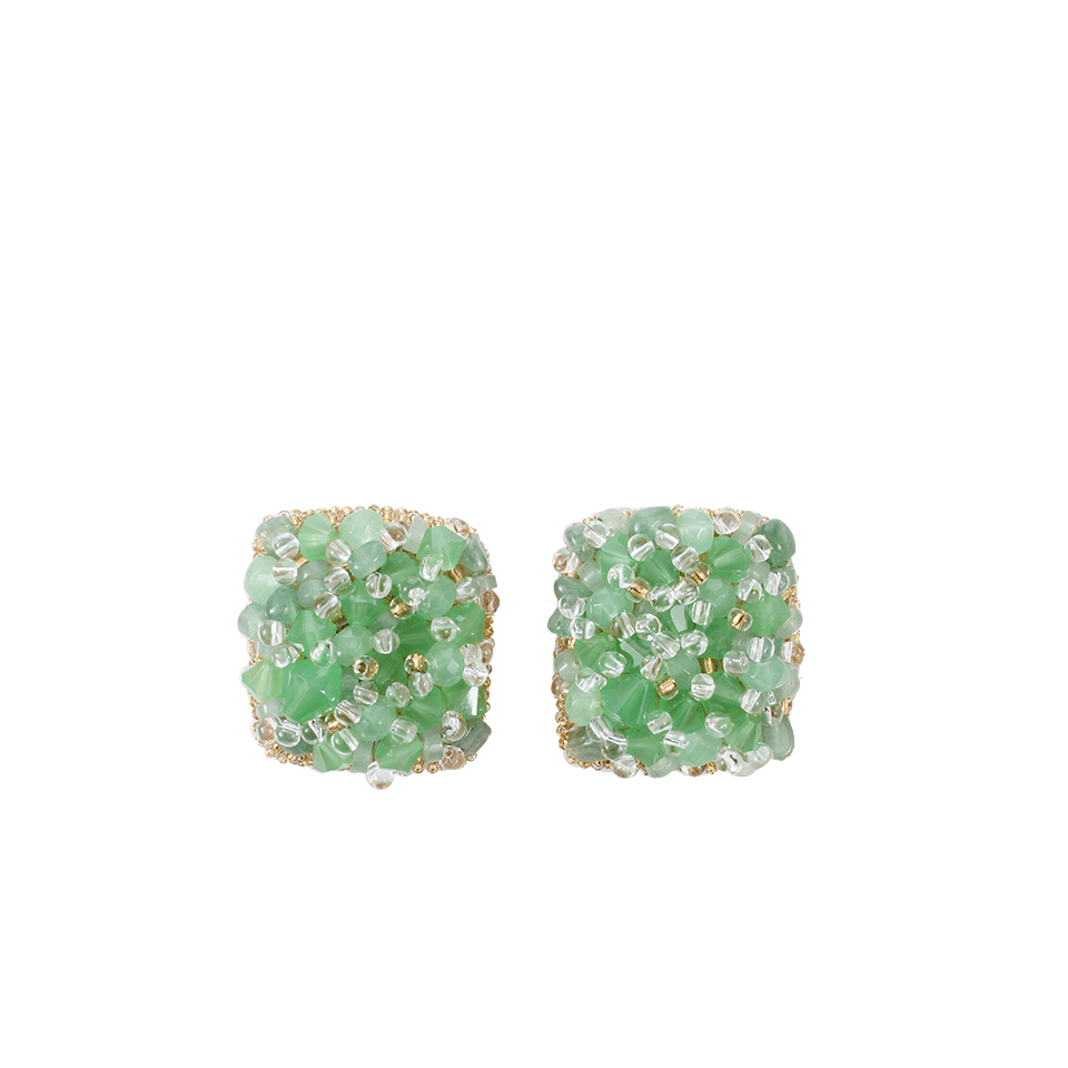 PETER CIESLA-Crystal Embroidered Earrings-GREEN