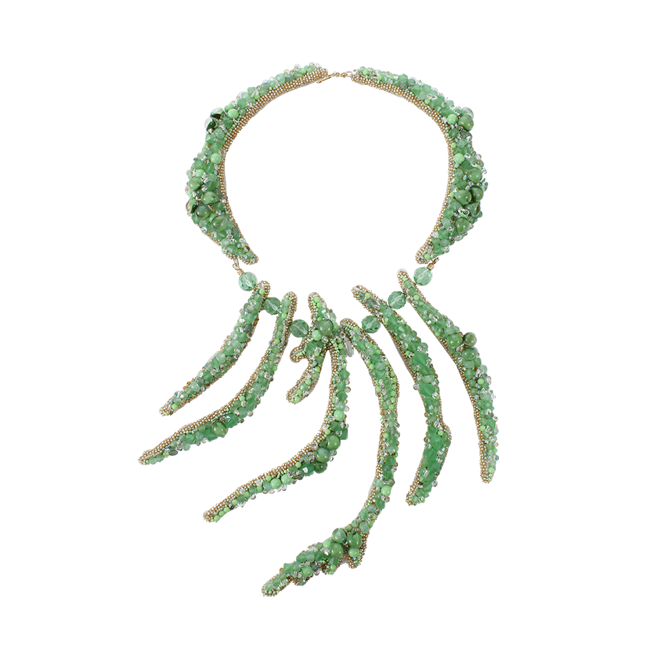 PETER CIESLA-Glass And Crystal Branch Necklace-GREEN