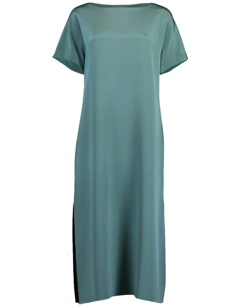 Turquoise Short Sleeve Side Slit Shirt Dress CLOTHINGDRESSCASUAL PETER COHEN   