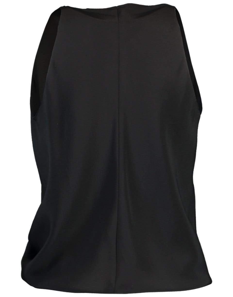 PETER COHEN-Black Sleeveless Crossover High Tide Top-