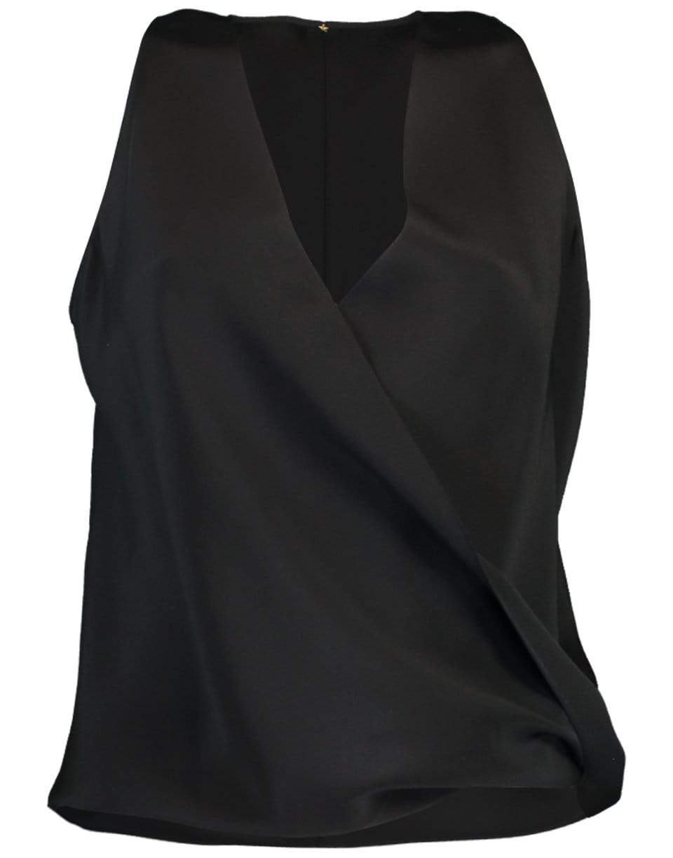PETER COHEN-Black Sleeveless Crossover High Tide Top-