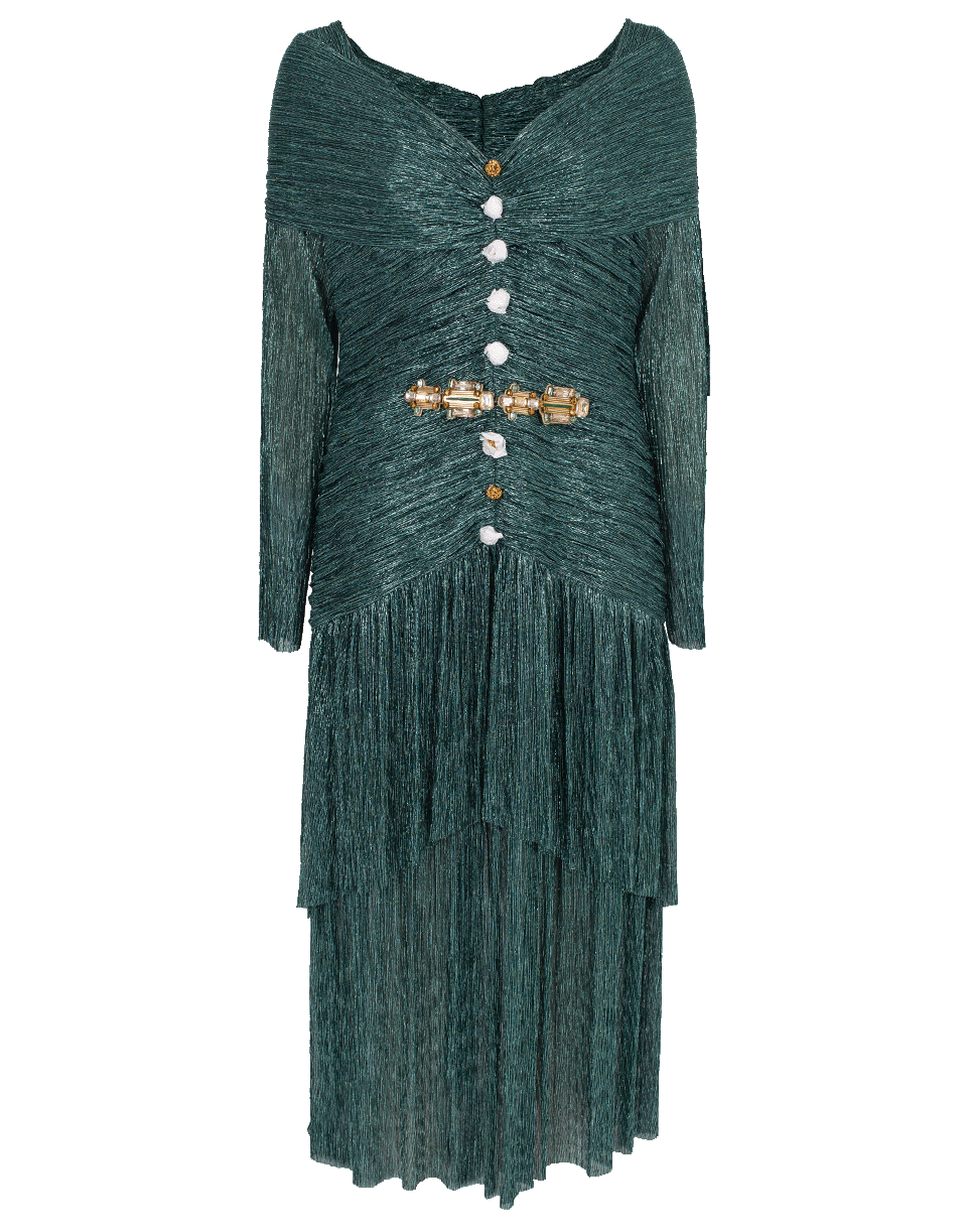 Metallic Jersey Portrait Midi Dress CLOTHINGDRESSEVENING PETER PILOTTO   