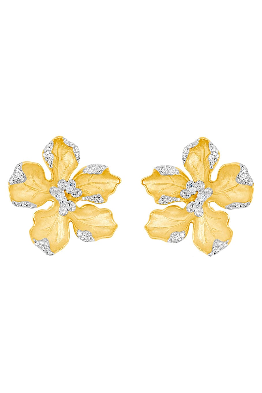 PIRANESI-Briolette Diamond Flower Earrings-YELLOW GOLD