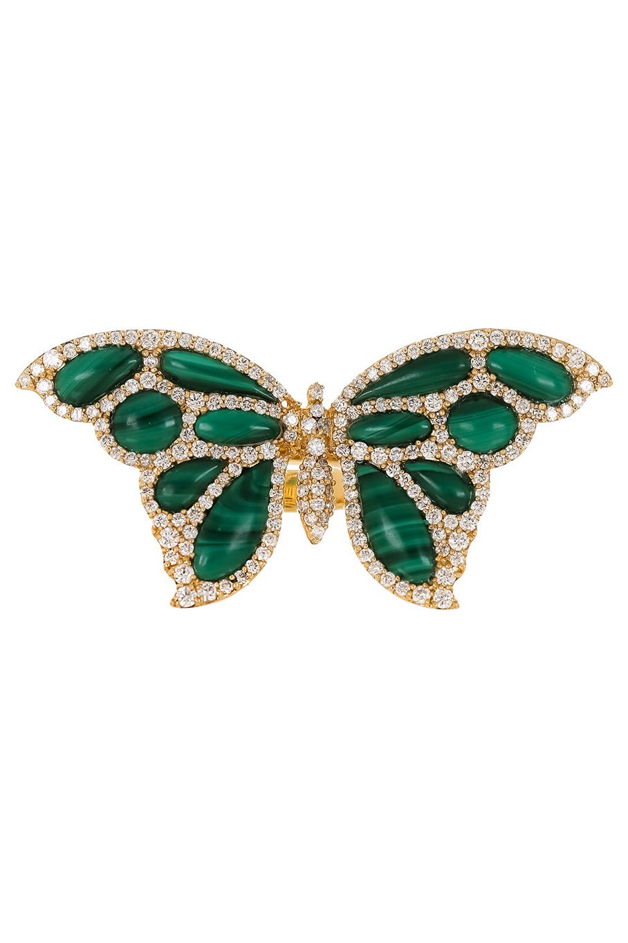 PIRANESI-Malachite Butterfly Ring-YELLOW GOLD