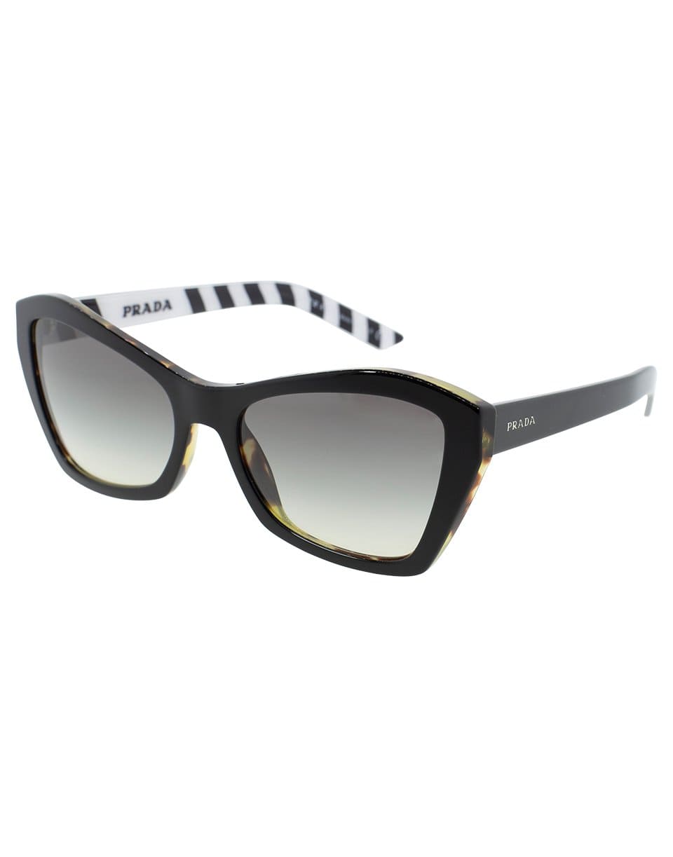 PRADA-Black and White Striped Full Frame Sunglasses-BLACK