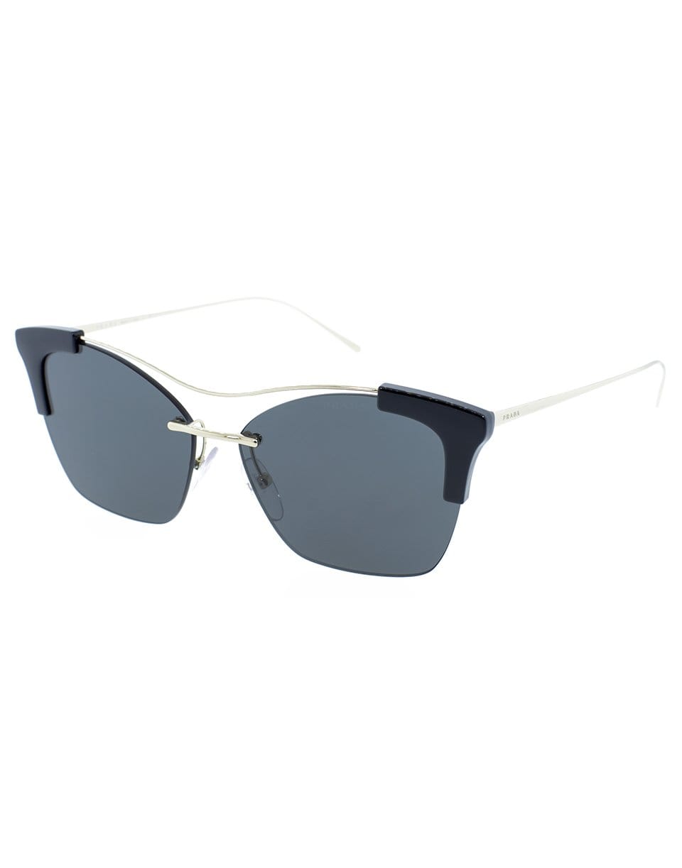 PRADA-Black Semi Rimless Sunglasses-BLK/GLD