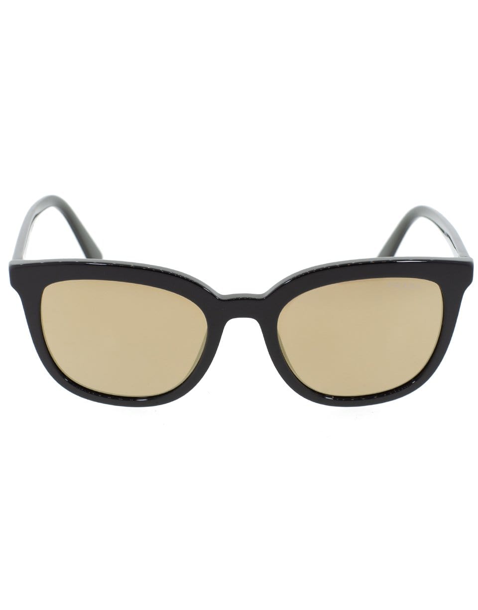 PRADA-Square Mirrored Lens Sunglasses-BLK/GRN