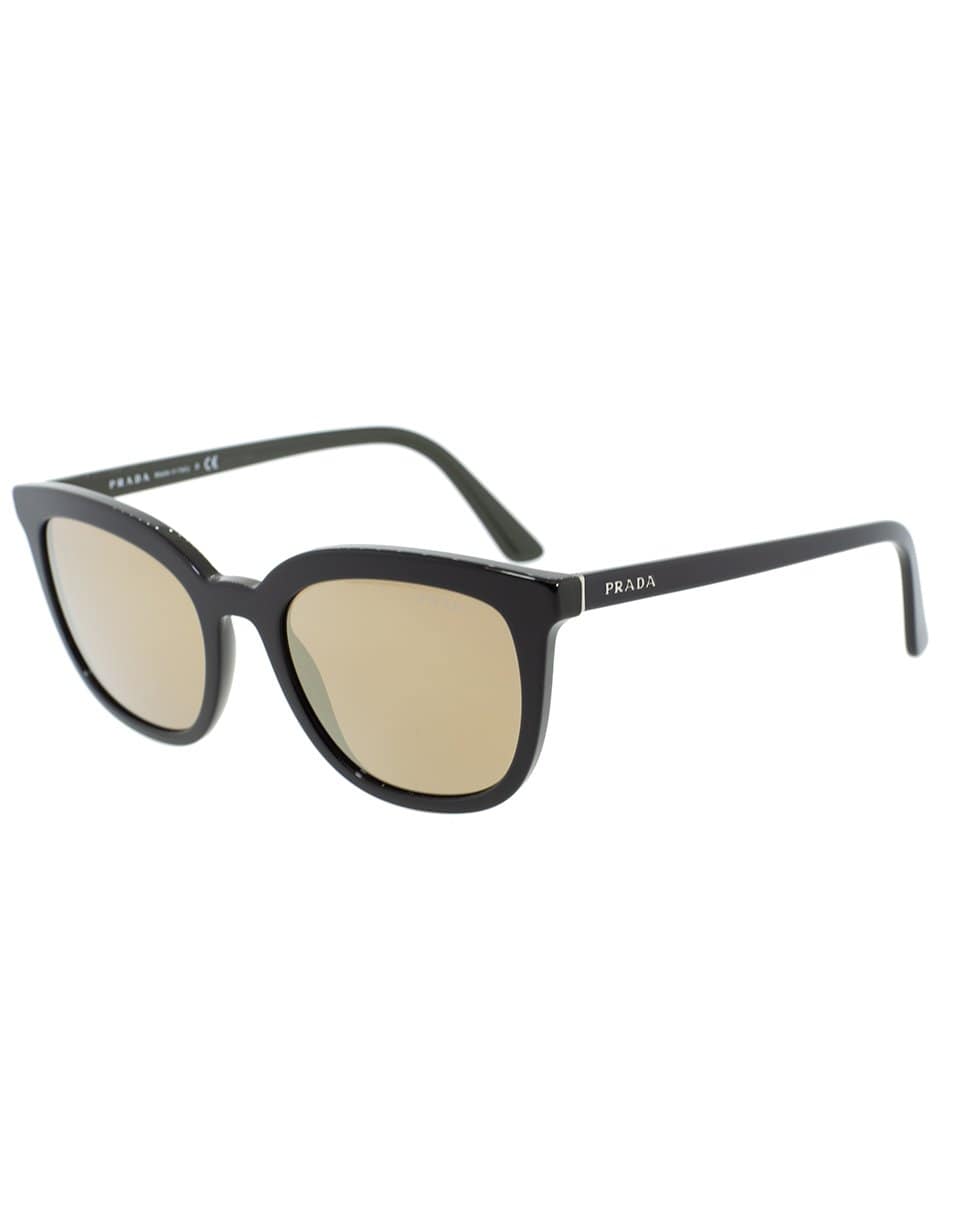 PRADA-Square Mirrored Lens Sunglasses-BLK/GRN