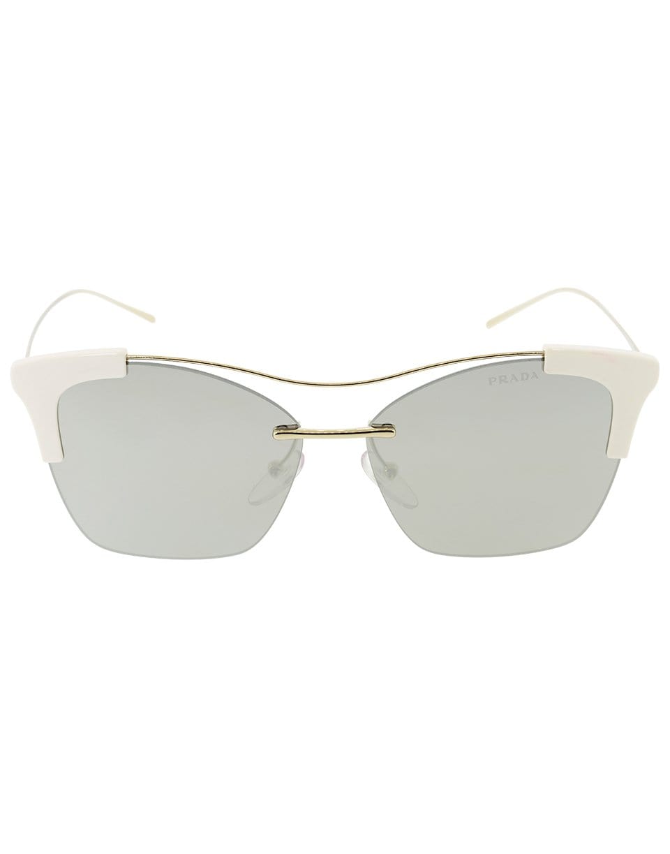 PRADA-Ivory Semi Rimless Sunglasses-GOLD