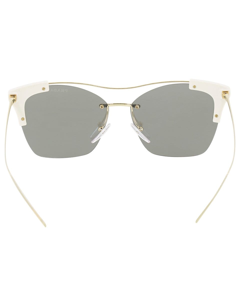 PRADA-Ivory Semi Rimless Sunglasses-GOLD