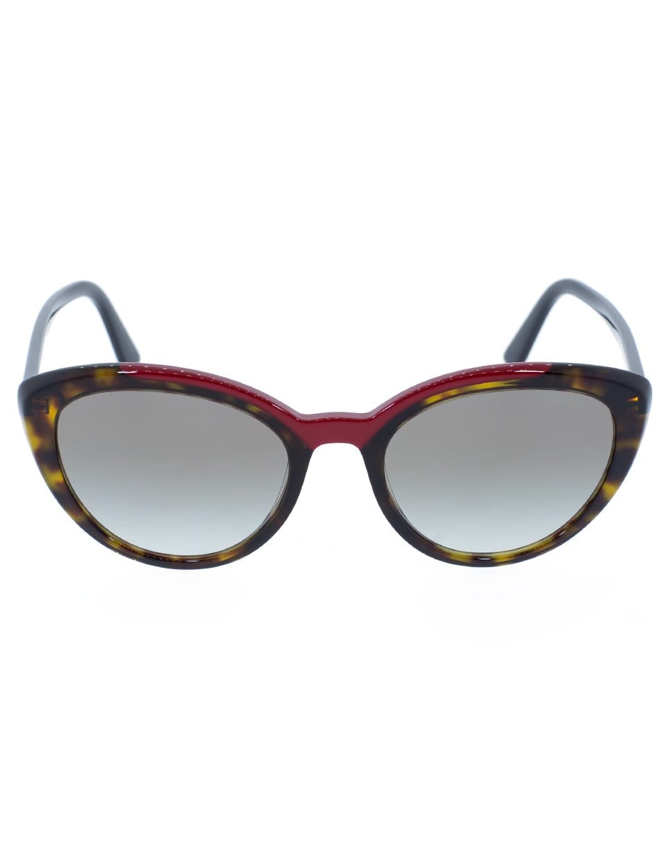 PRADA-Red and Tortoise Slim Cat Eye Sunglasses-RED