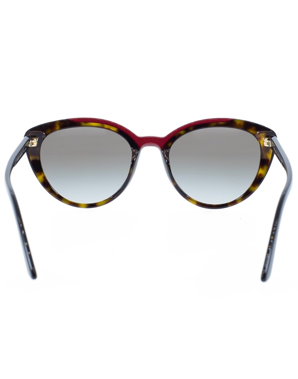 PRADA-Red and Tortoise Slim Cat Eye Sunglasses-RED