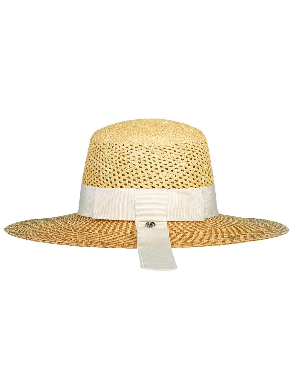 RAFFAELLO BETTINI-Bi-Color Panama Pamela Bow Hat-