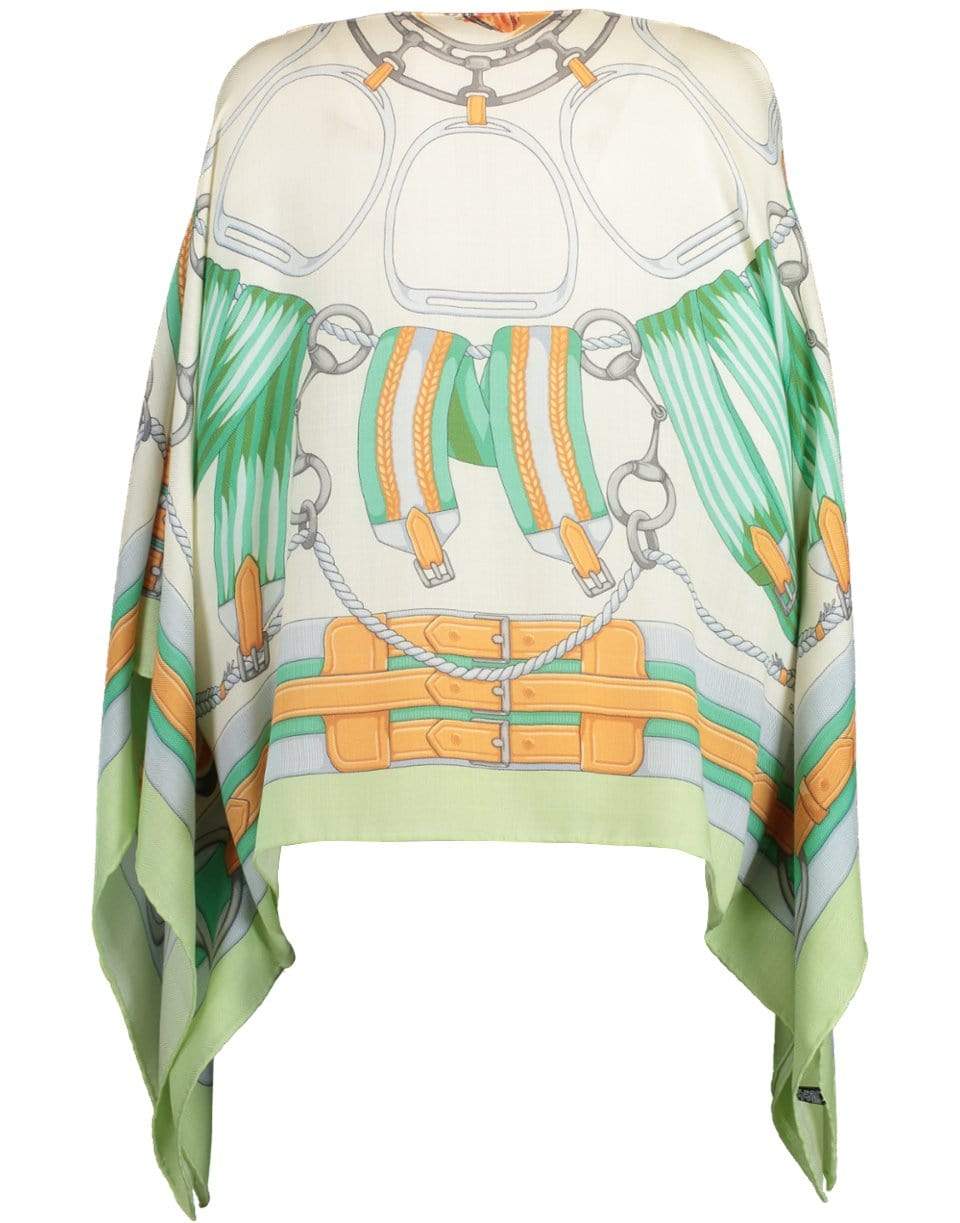 RANI ARABELLA-Forest Cashmere Printed Poncho-FOREST