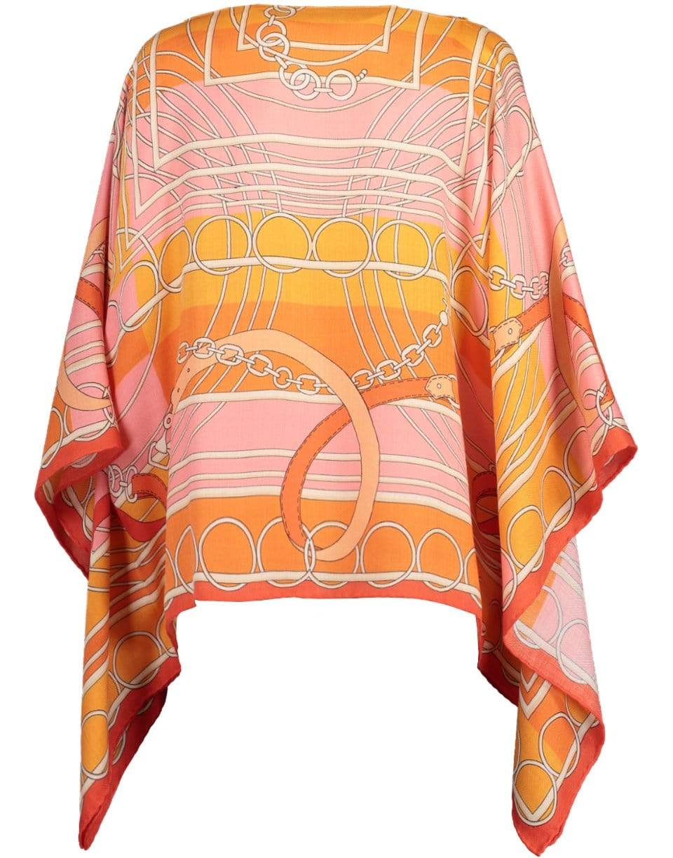 RANI ARABELLA-Orange Cashmere Printed Poncho-ORANGE