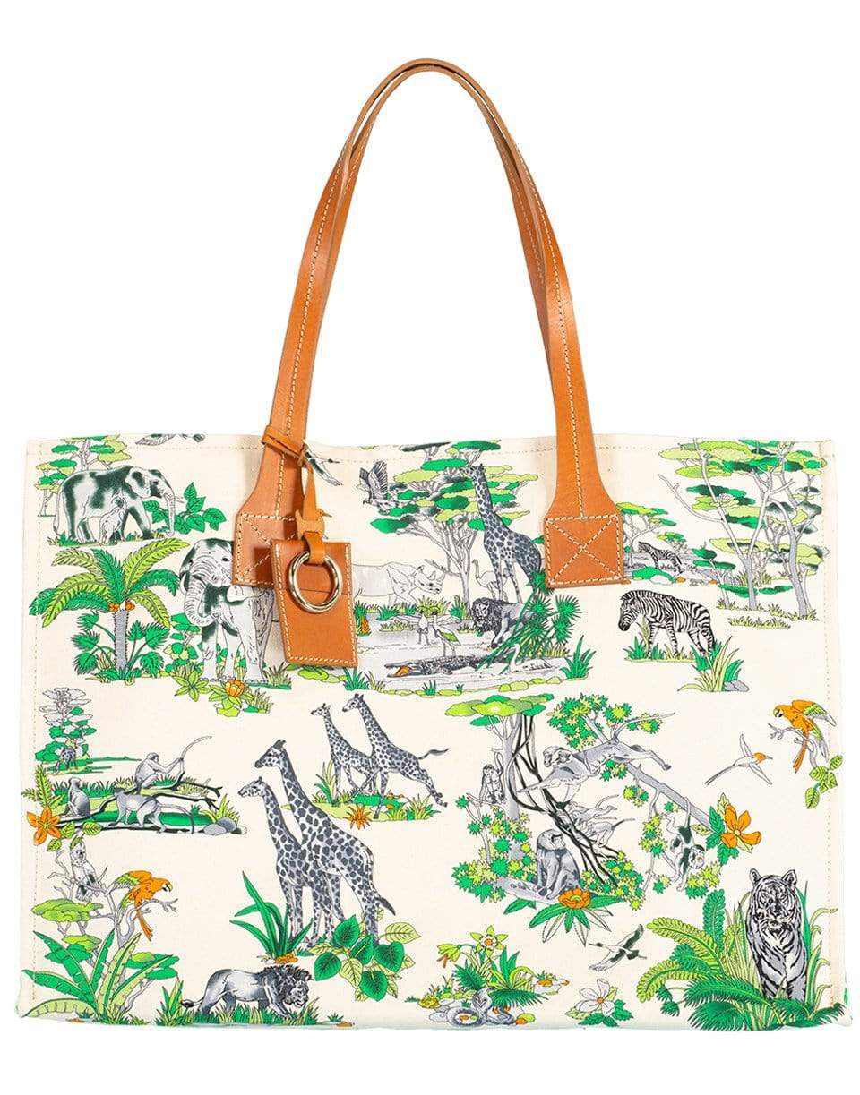 RANI ARABELLA-Safari Printed Canvas Tote-LIME