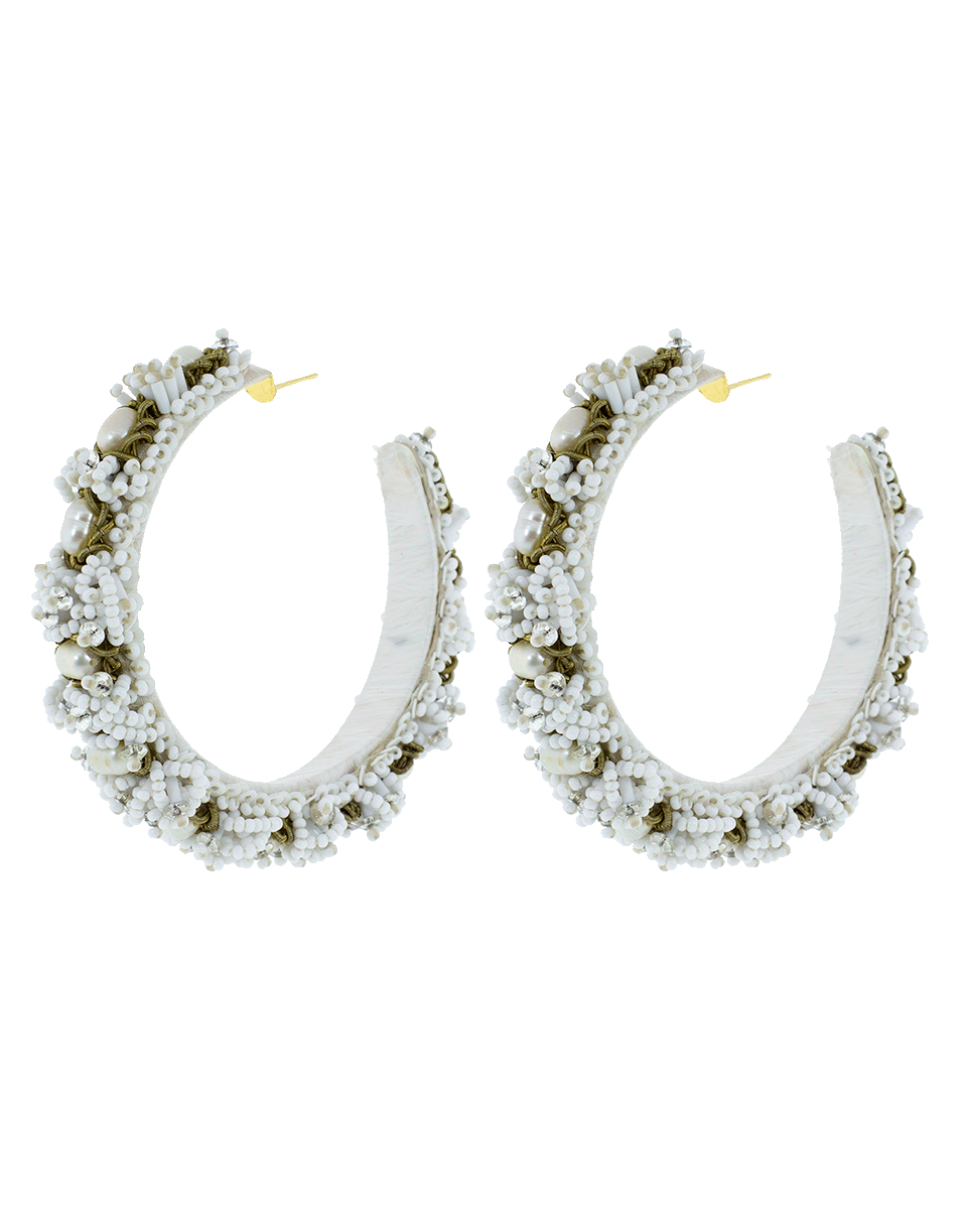 RANJANA KHAN-Annette Pearl Hoop Earrings-WHITE