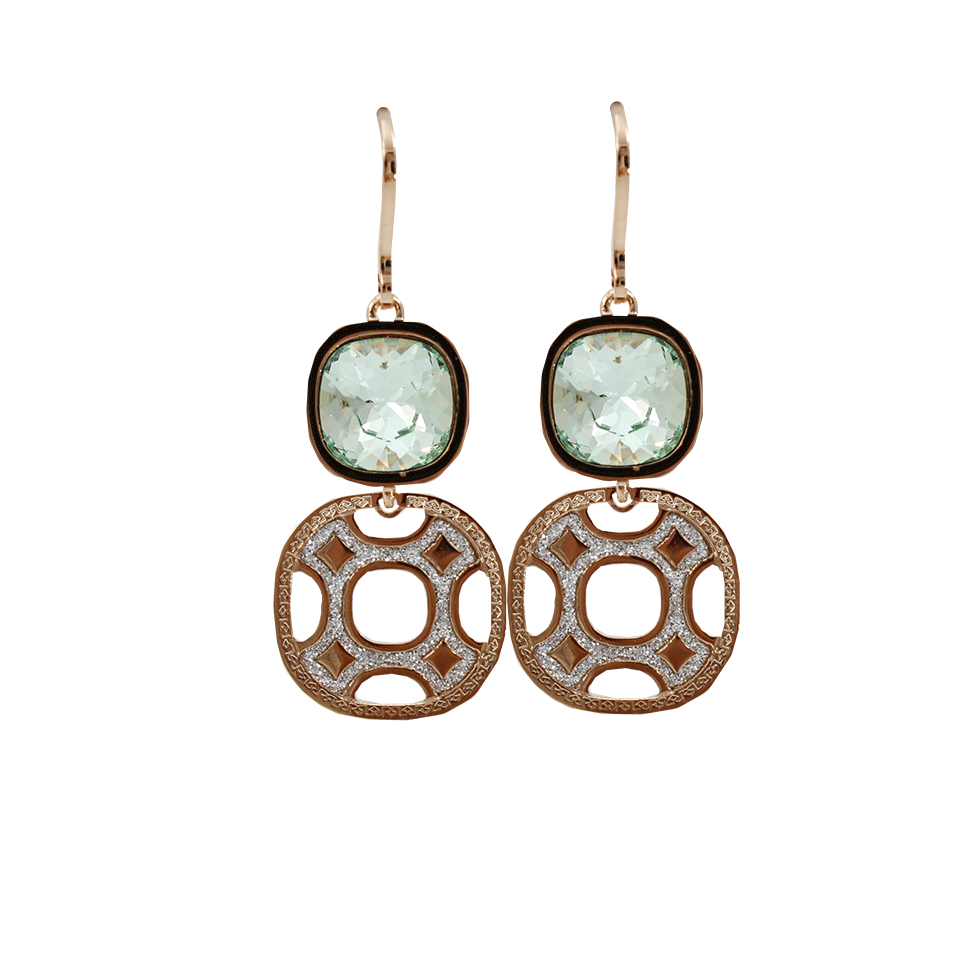REBECCA-Green Swarovski Crystal Glam Earrings-GOLD