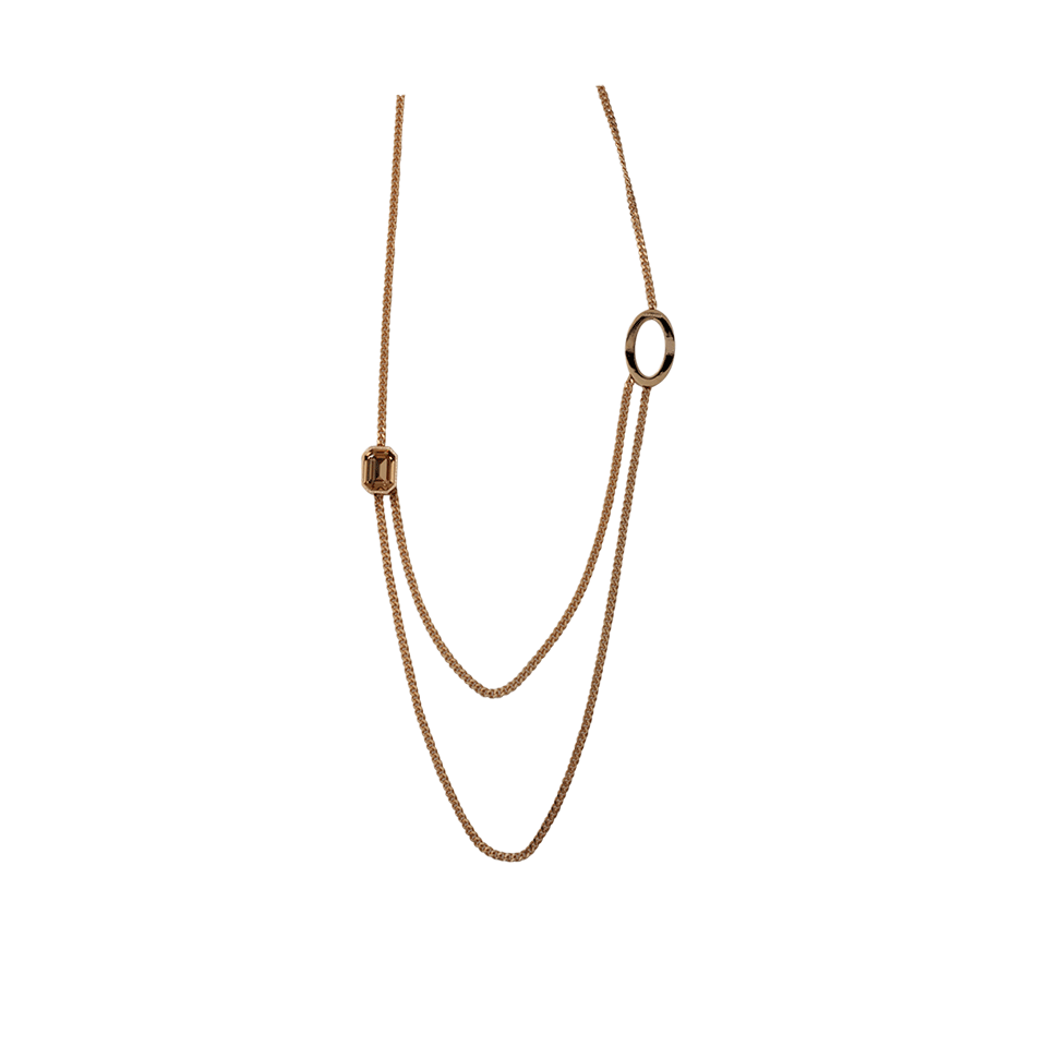 REBECCA-Elizabeth Long Circle Crystal Necklace-GOLD