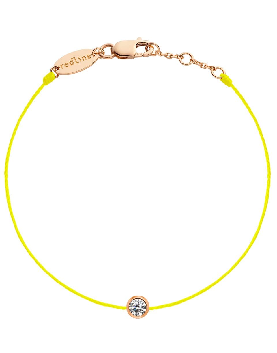 REDLINE-Pure Diamond Flourescent Yellow Cord Bracelet-ROSE GOLD