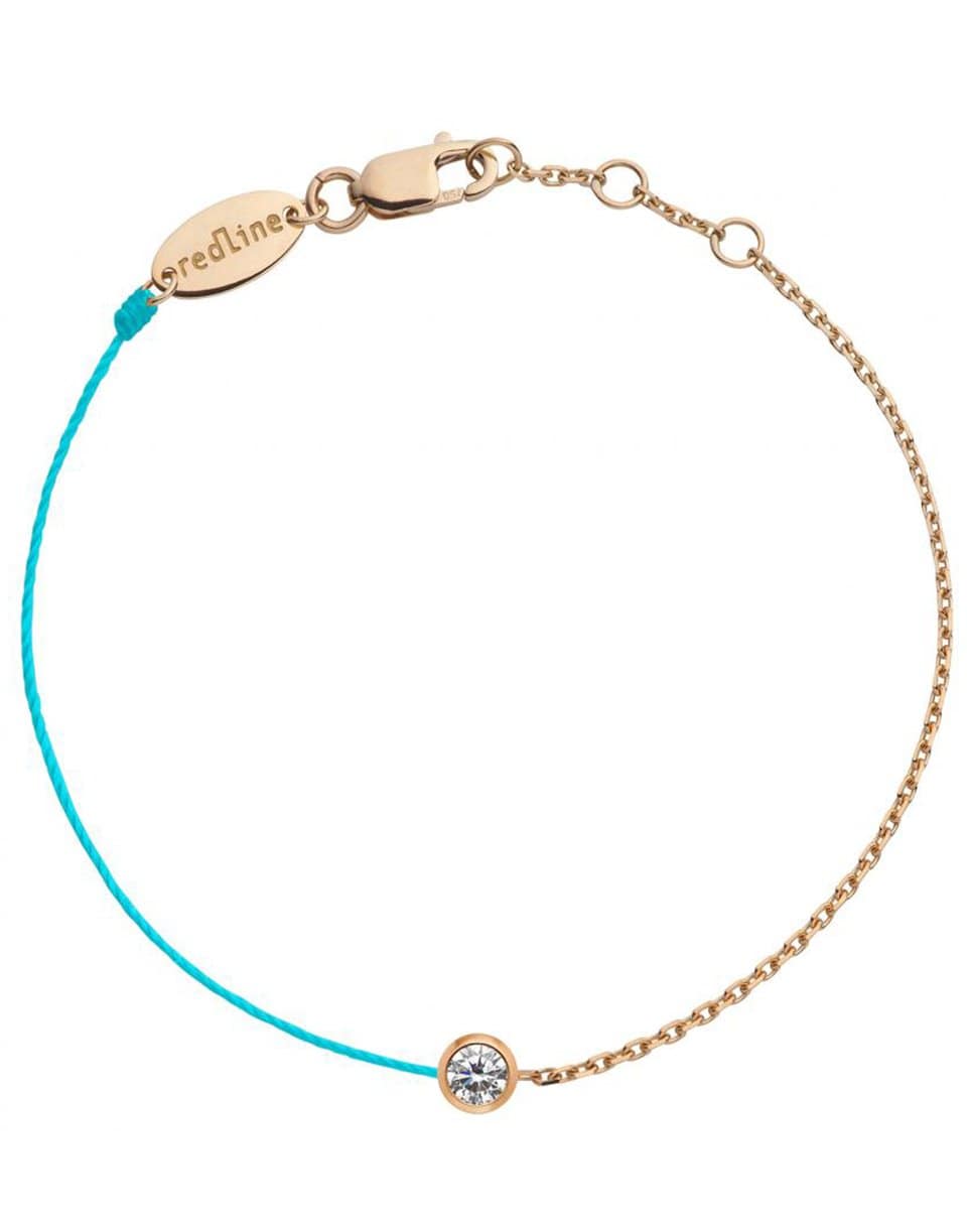 REDLINE-Pure Diamond Turquoise Cord and Rose Gold Chain Bracelet-ROSE GOLD