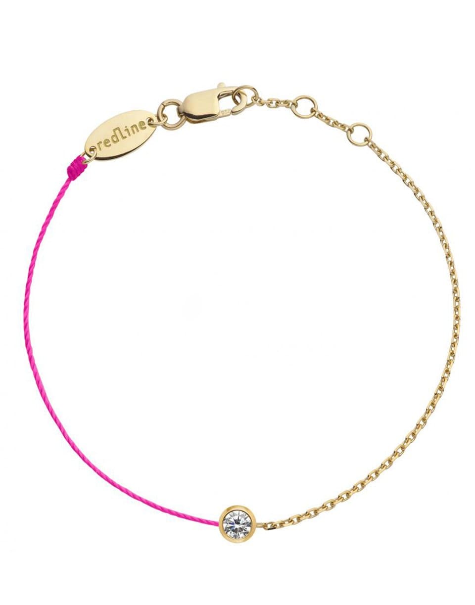 REDLINE-Pure Diamond Rose Cord and Chain Bracelet-YELLOW GOLD