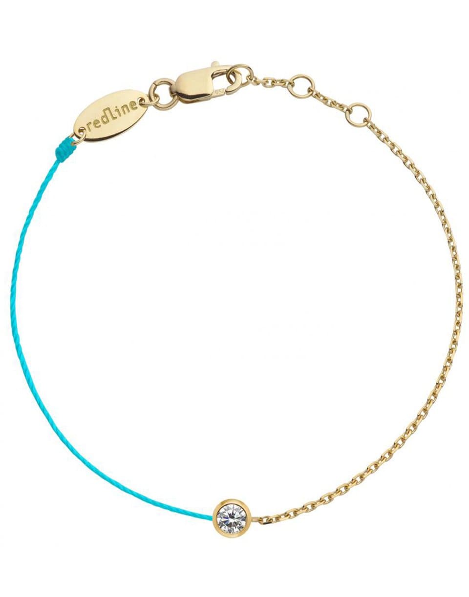 REDLINE-Pure Diamond Turquoise Cord and Yellow Gold Chain Bracelet-YELLOW GOLD