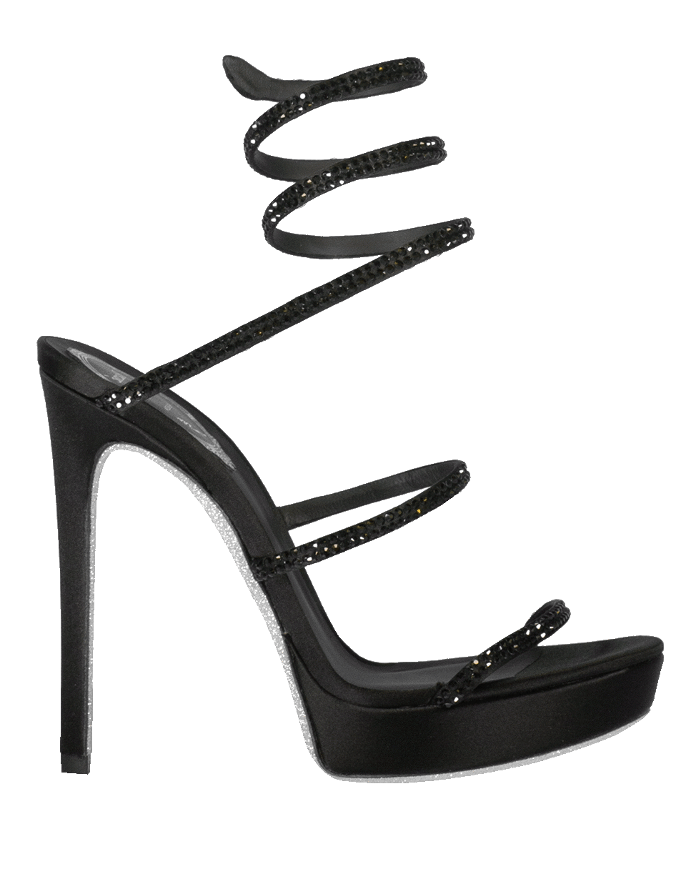 RENE CAOVILLA-Cleo Satin Ankle Wrap Platform Sandal-