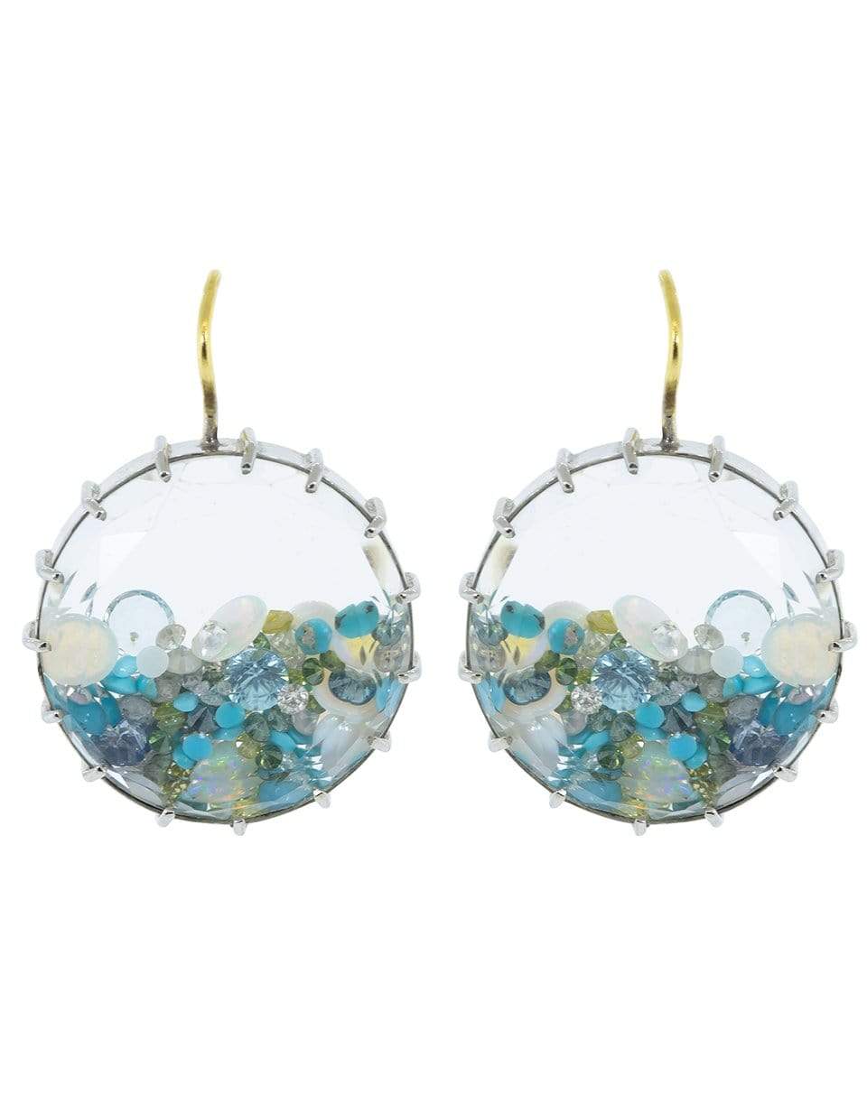RENEE LEWIS-Opal, Aquamarine, Turquoise and Diamond Skake Earrings-WHITE GOLD