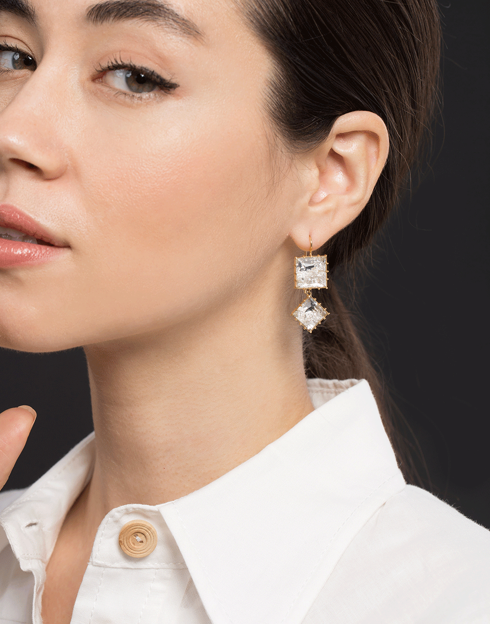 RENEE LEWIS-Diamond Shake Drop Earrings-YELLOW GOLD