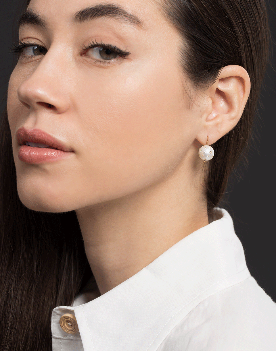 RENEE LEWIS-Diamond Studded Pearl Earrings-YELLOW GOLD