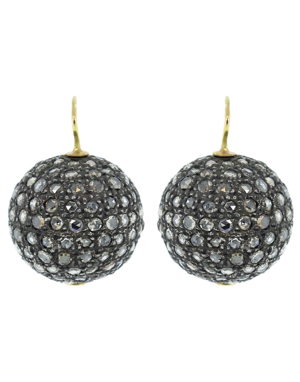 RENEE LEWIS-Rose Cut Diamond Sphere Earrings-YELLOW GOLD