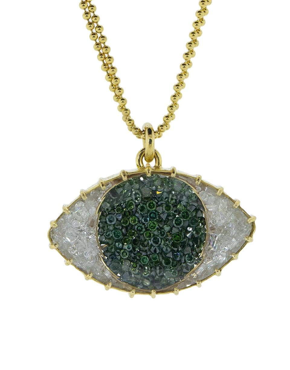 RENEE LEWIS-Green and White Diamond Third Eye Shake Necklace-YELLOW GOLD