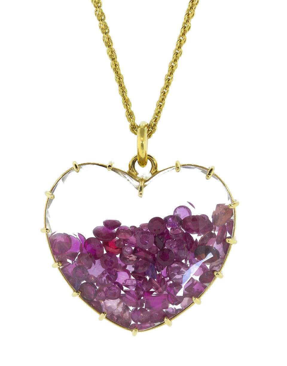 RENEE LEWIS-Ruby Heart Shake Necklace-YELLOW GOLD