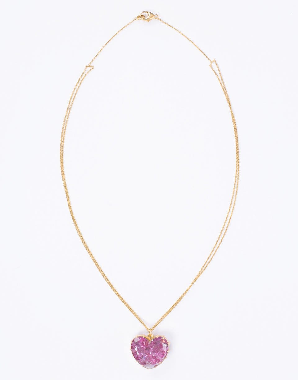 RENEE LEWIS-Ruby Heart Shake Necklace-YELLOW GOLD