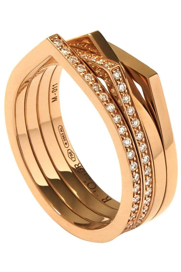 REPOSSI-Antifer 2 Pave Diamond Row Ring-ROSE GOLD