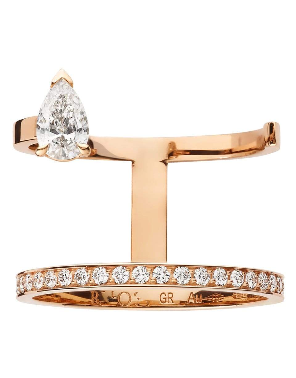 REPOSSI-Serti Sur Vide Pear Shape Diamond Ring-ROSE GOLD
