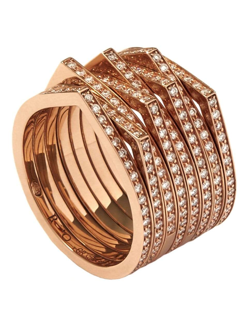 REPOSSI-Antifer 8 Row Pave Diamond Ring-ROSE GOLD