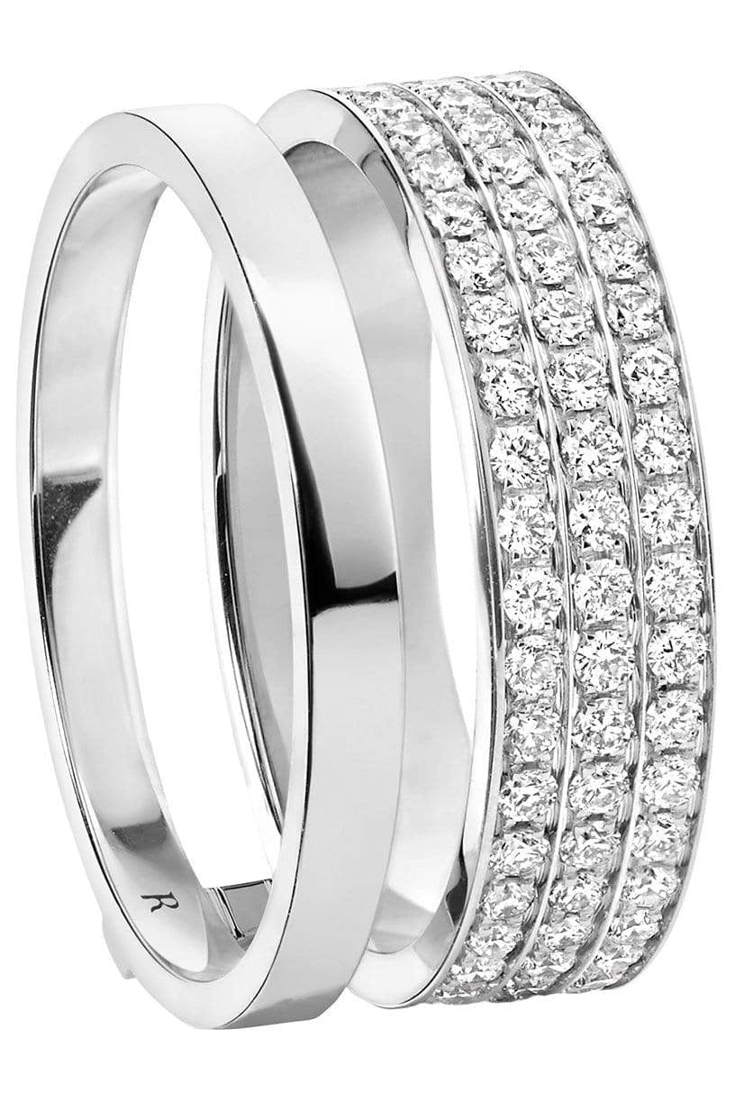 REPOSSI-Berbere Module 2 Row Diamond Pave Ring-WHITE GOLD