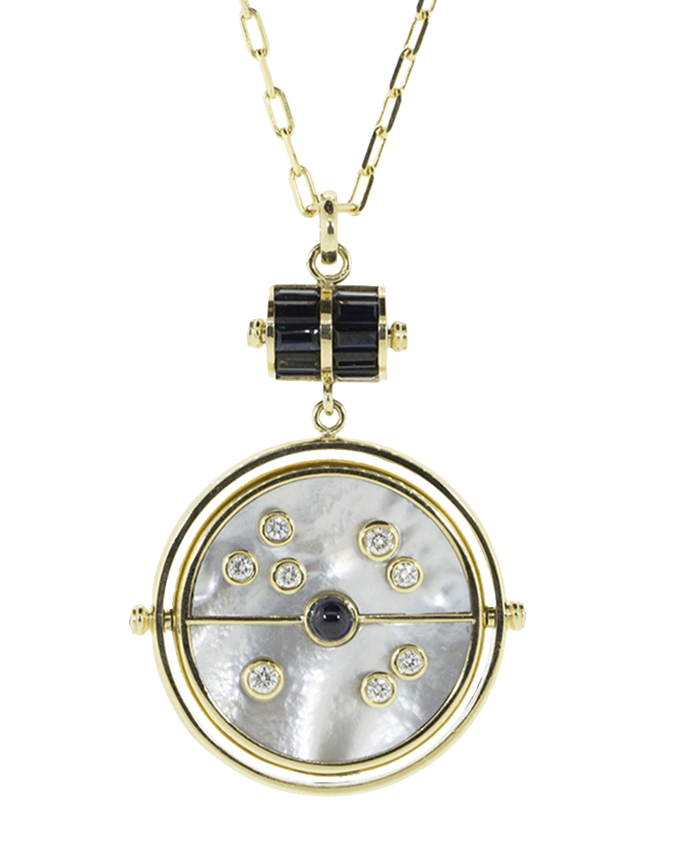 RETROUVAI-Grandfather Compass Pendant Necklace-YELLOW GOLD