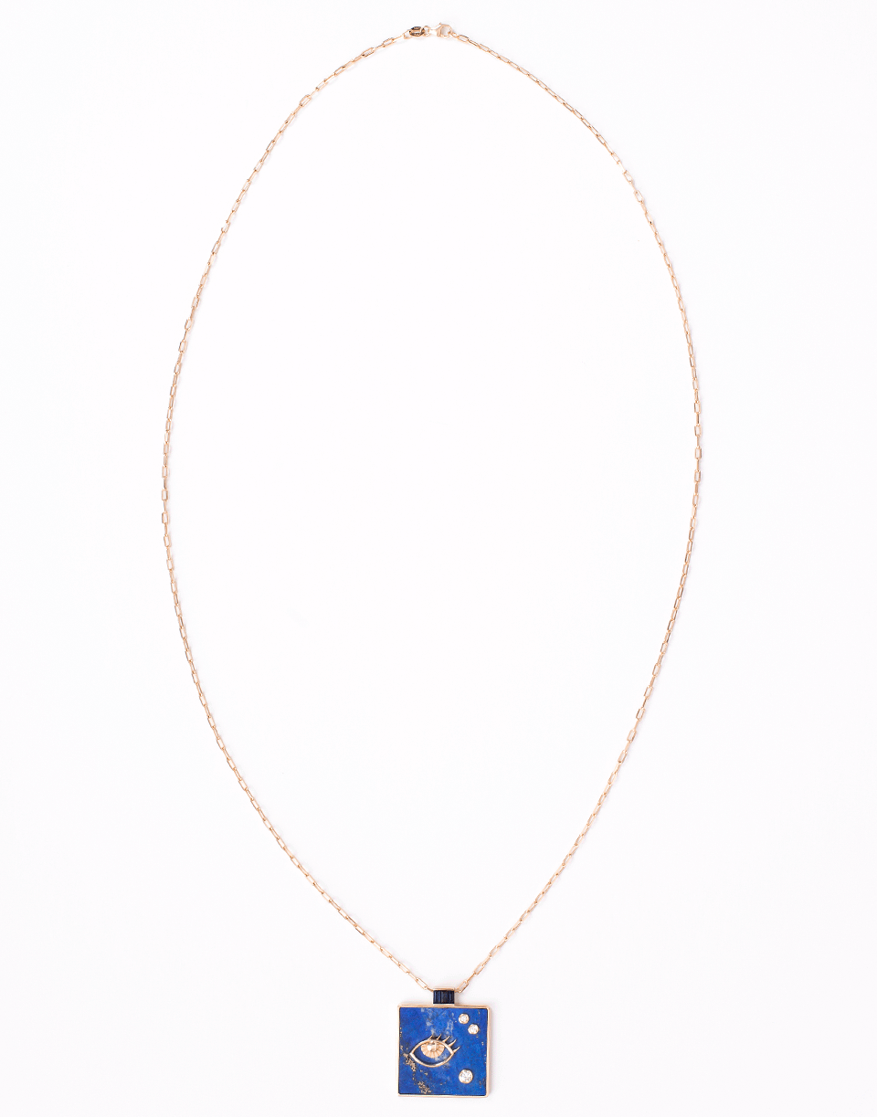 RETROUVAI-Large Lapis Wisdom Necklace-YELLOW GOLD