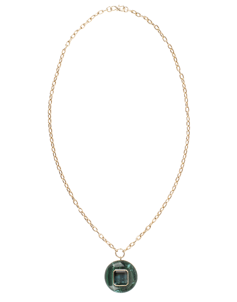 RETROUVAI-Malachite And Green Tourmaline Lolipop Necklace-YELLOW GOLD