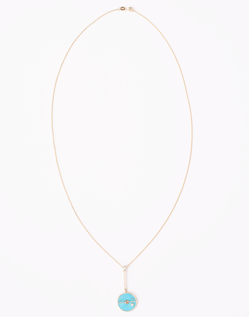 RETROUVAI-Signature Turquoise Compass Necklace-YELLOW GOLD