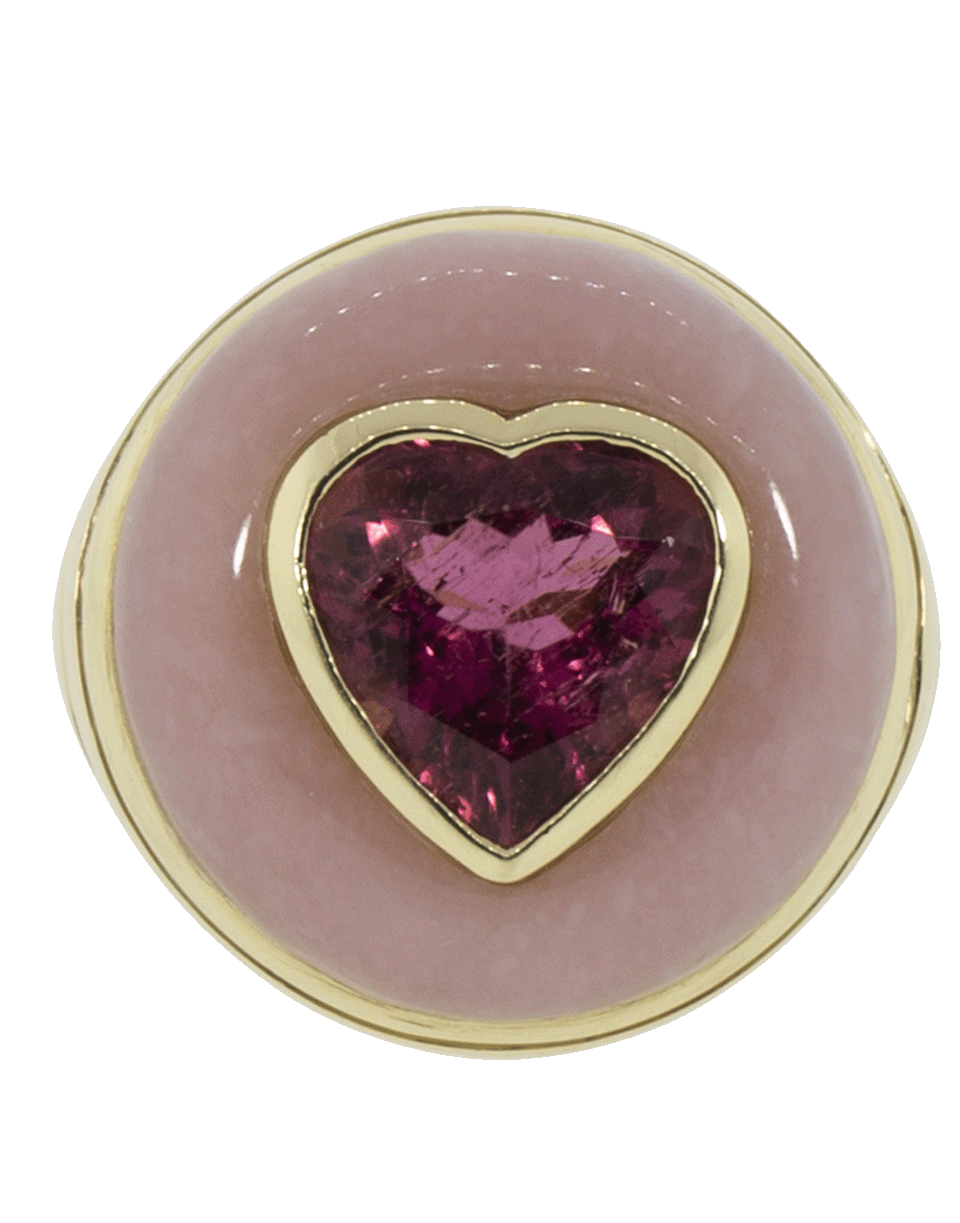 RETROUVAI-Lolipop Pink Opal And Tourmaline Ring-YELLOW GOLD