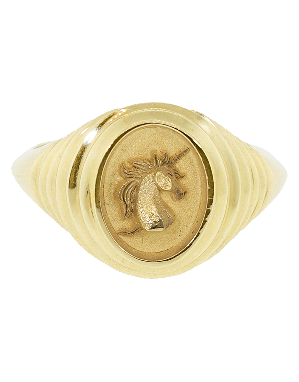 RETROUVAI-Baby Signet Unicorn Ring-YELLOW GOLD